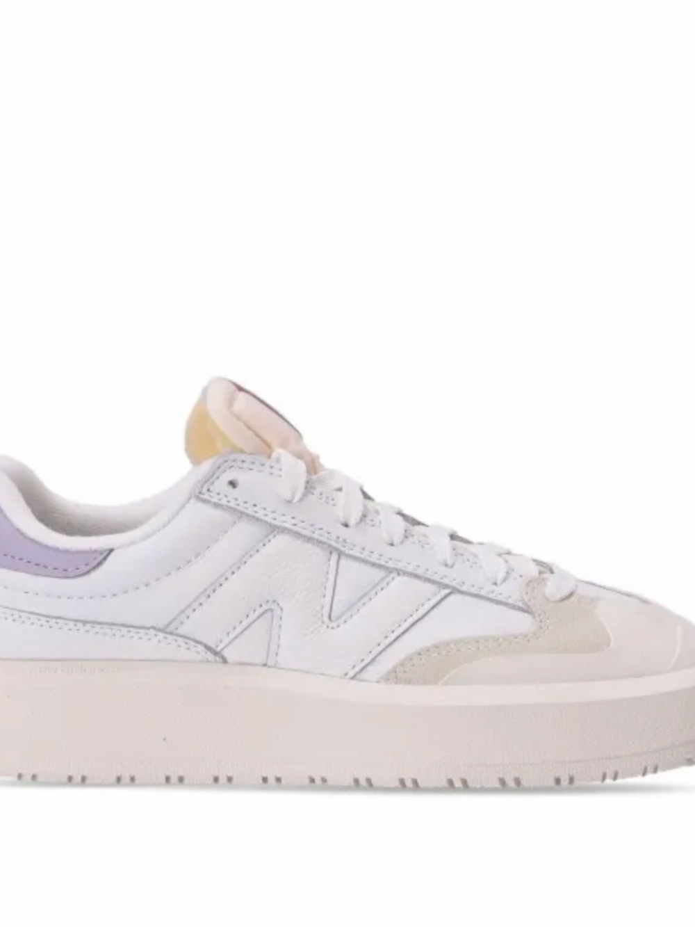 New Balance White Sneakers with Pink Heel and Cream Accents